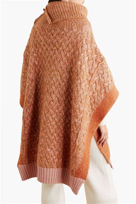 Wool Blend Turtleneck Poncho .